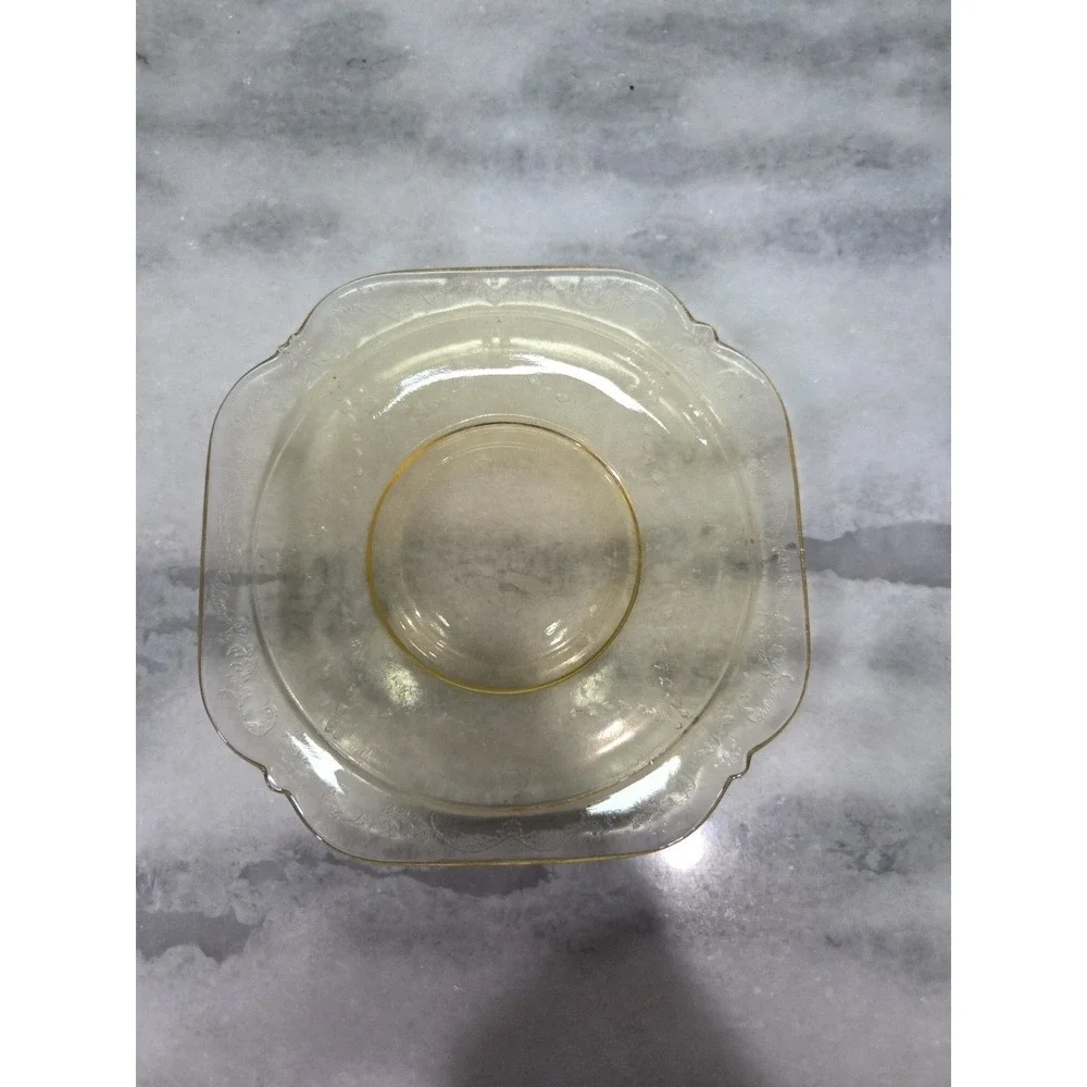 Madrid Yellow Square Tea Saucer, Replacement Depression Glass, Vintage Glassware